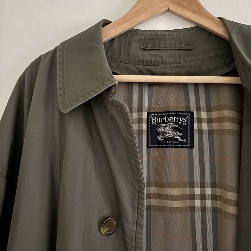 Burberry Olive Green Long Trench Coat - Picture 6 of 15